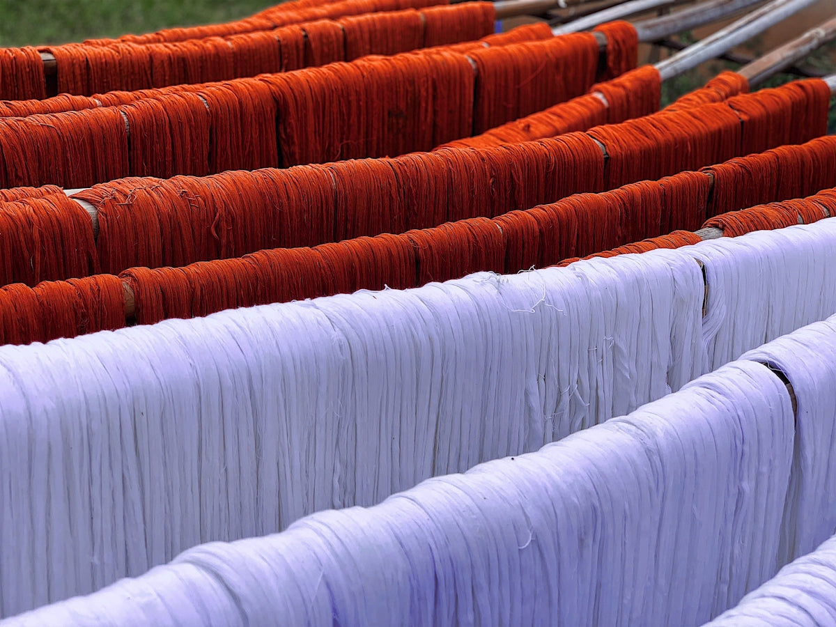 white and red textiles