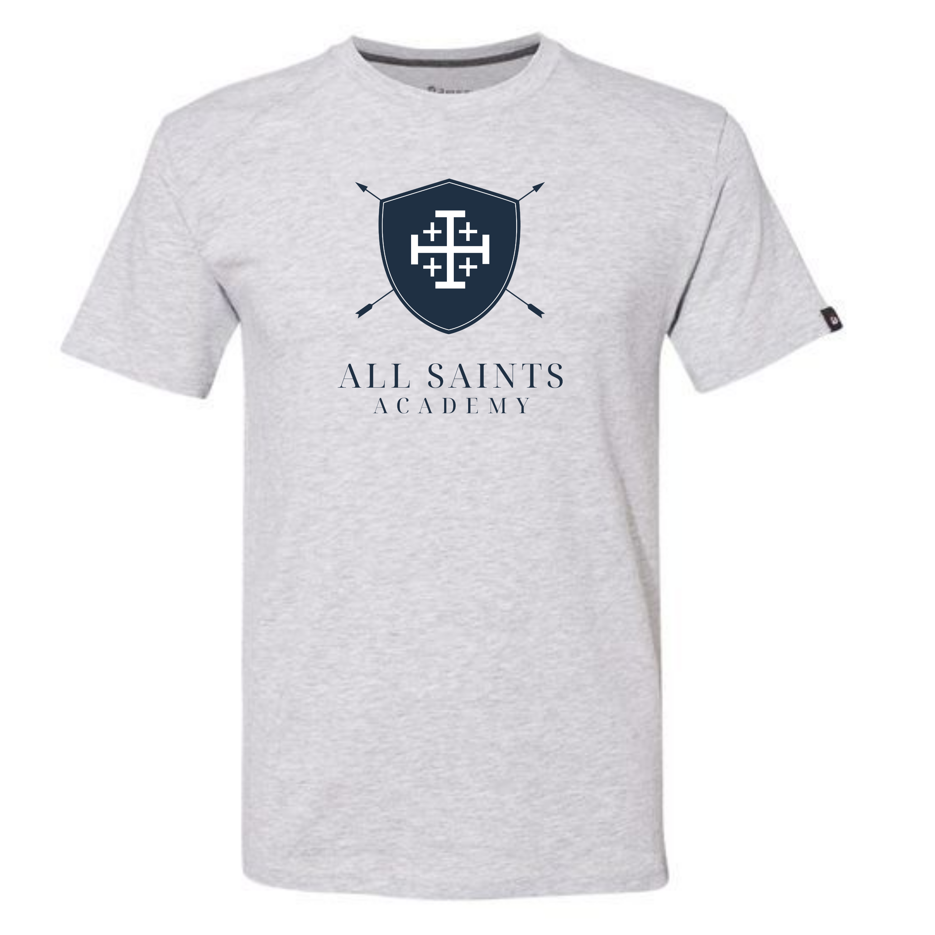 All Saints Blue Crest White Cross Logo Men's T-Shirt Oxford(BD1000)