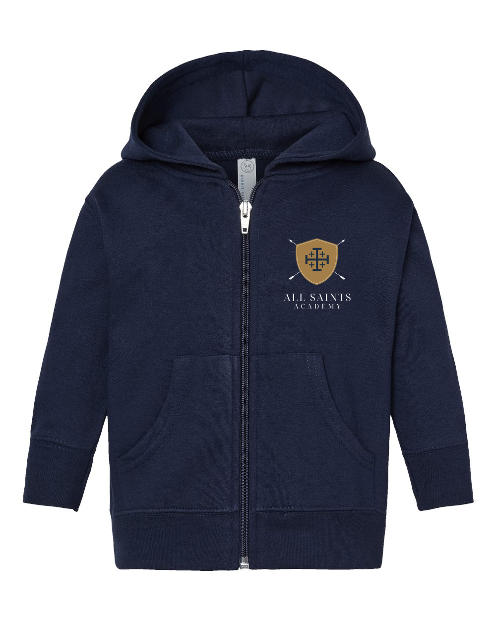 All Saints Gold Crest Logo Toddler Full Zip Hoodie Navy(RS3446)