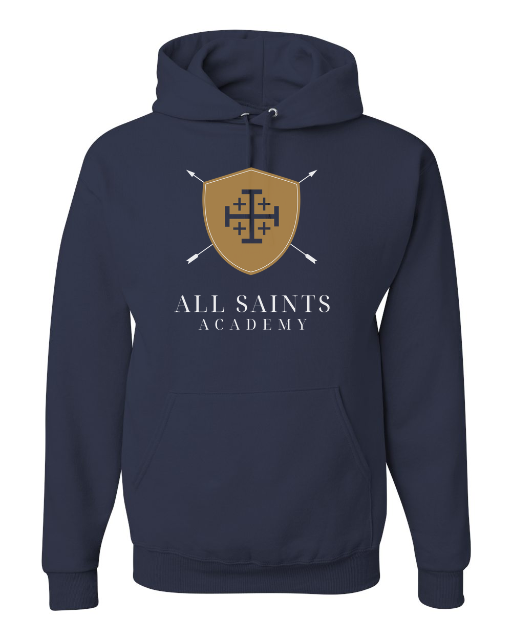All Saints Gold Crest Transparent Cross Logo Hoodie J Navy (JZ996MR)
