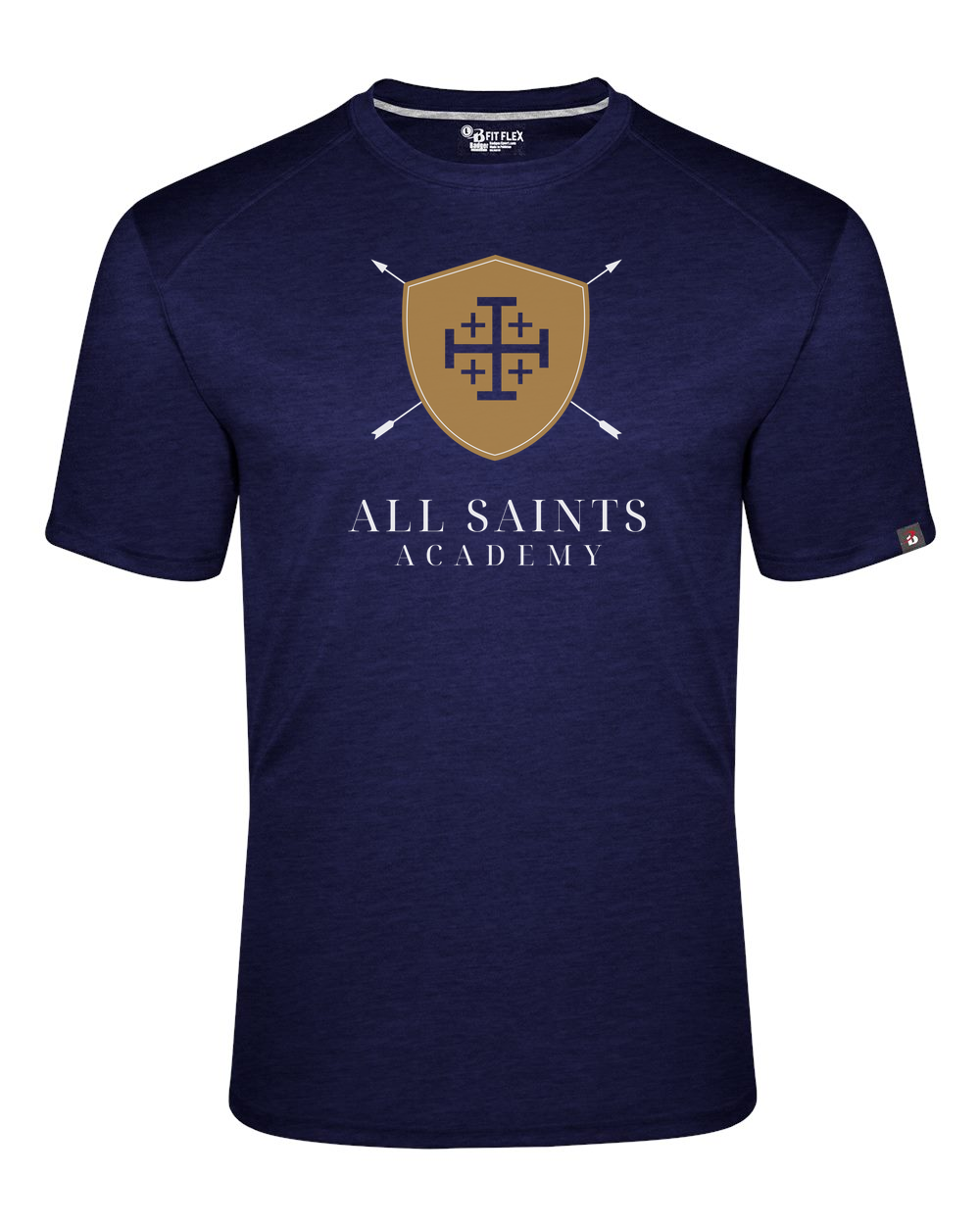 All Saints Gold Crest Transparent Cross Logo Men's T-Shirt Navy(BD1000)