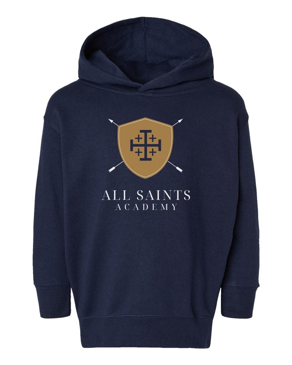 All Saints Gold Crest Transparent Cross Logo Toddler Hoodie Navy (RS3226)