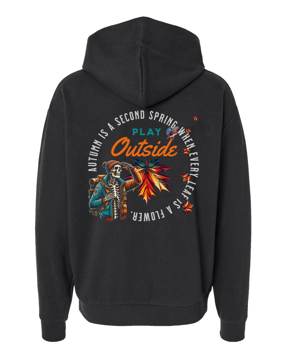 Autumn Flowers Hoodie - Cozy Black Knockout Style for Comfort