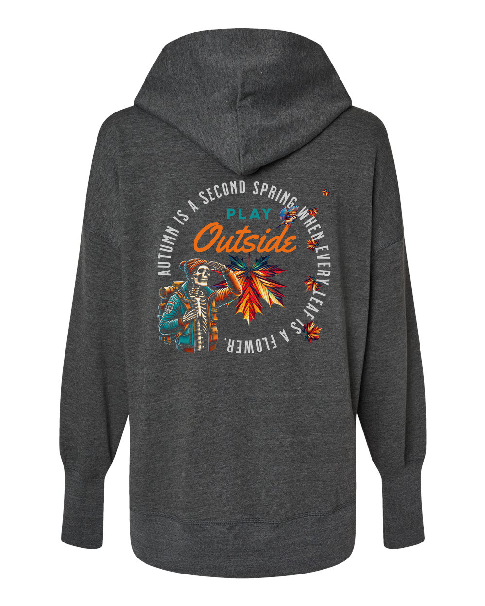 Autumn Flowers (Black Knockout) Women's Hoodie Charcoal (MVSW23720B)