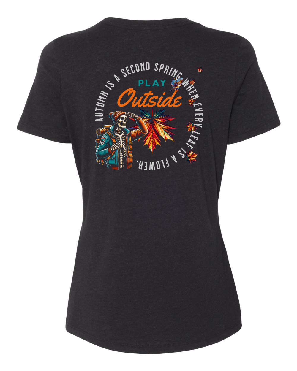 Autumn Flowers (Black Knockout) Women's T-Shirt Black Heather (BC6400CVCB)