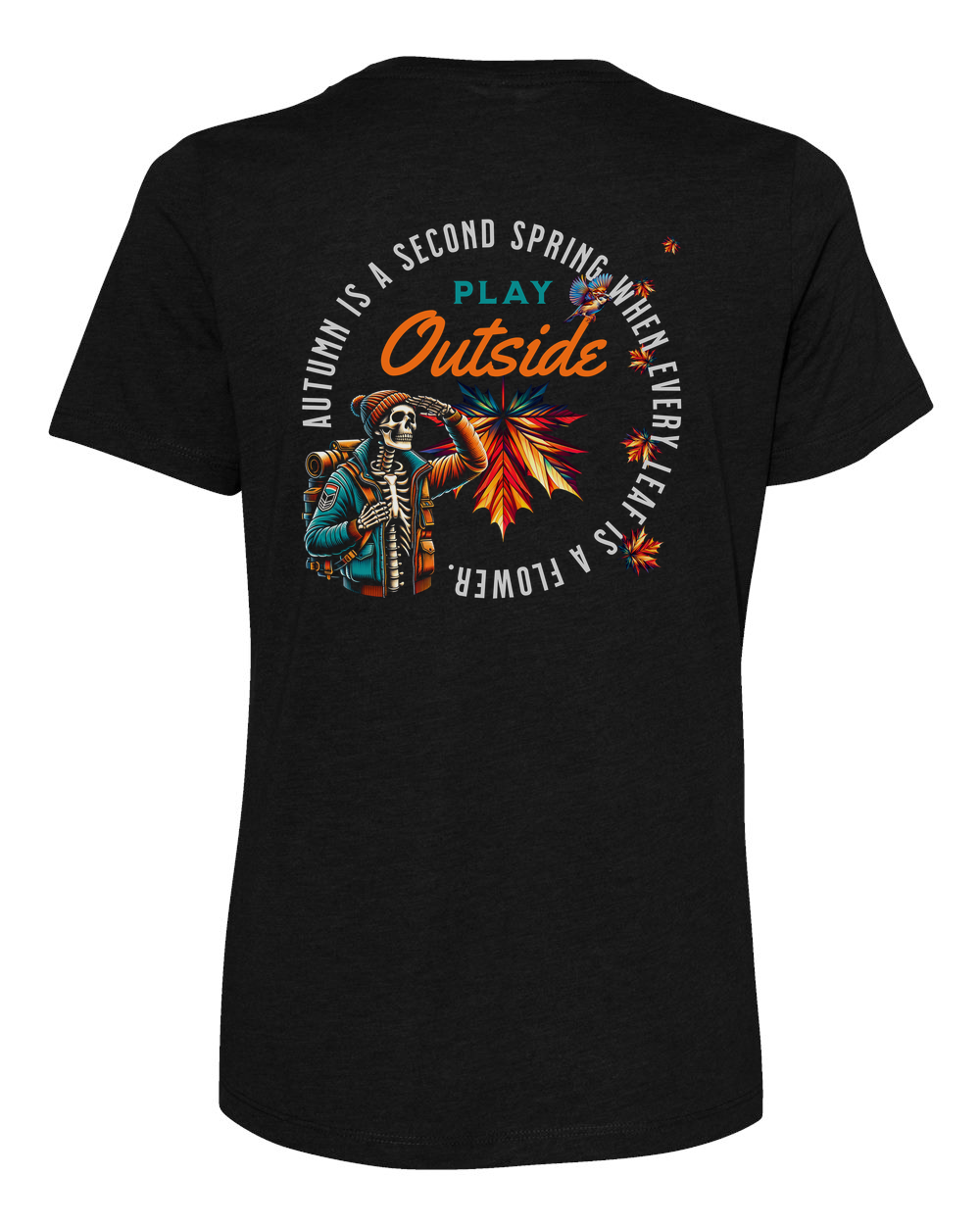 Autumn Flowers (Black Knockout) Women's T-Shirt Solid Black (BC6400CVCB)