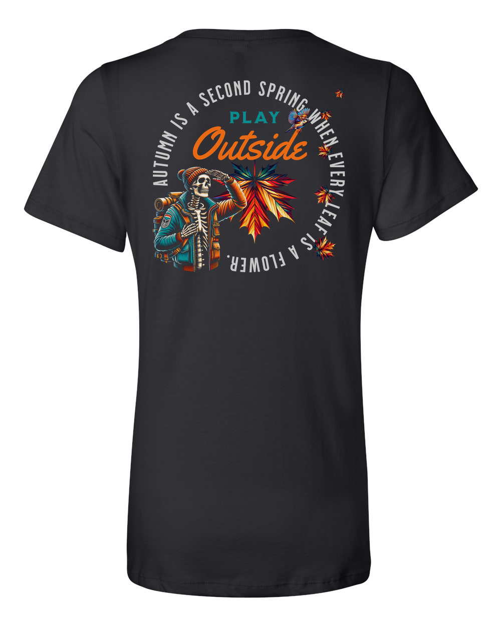 Autumn Flowers (Black Knockout) Women's V-Neck Black (BC6405B)