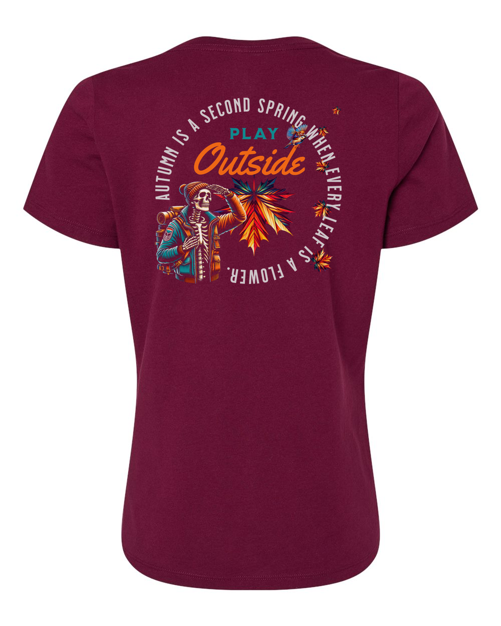 Autumn Flowers (Black Knockout) Women's V-Neck Maroon (BC6405B)