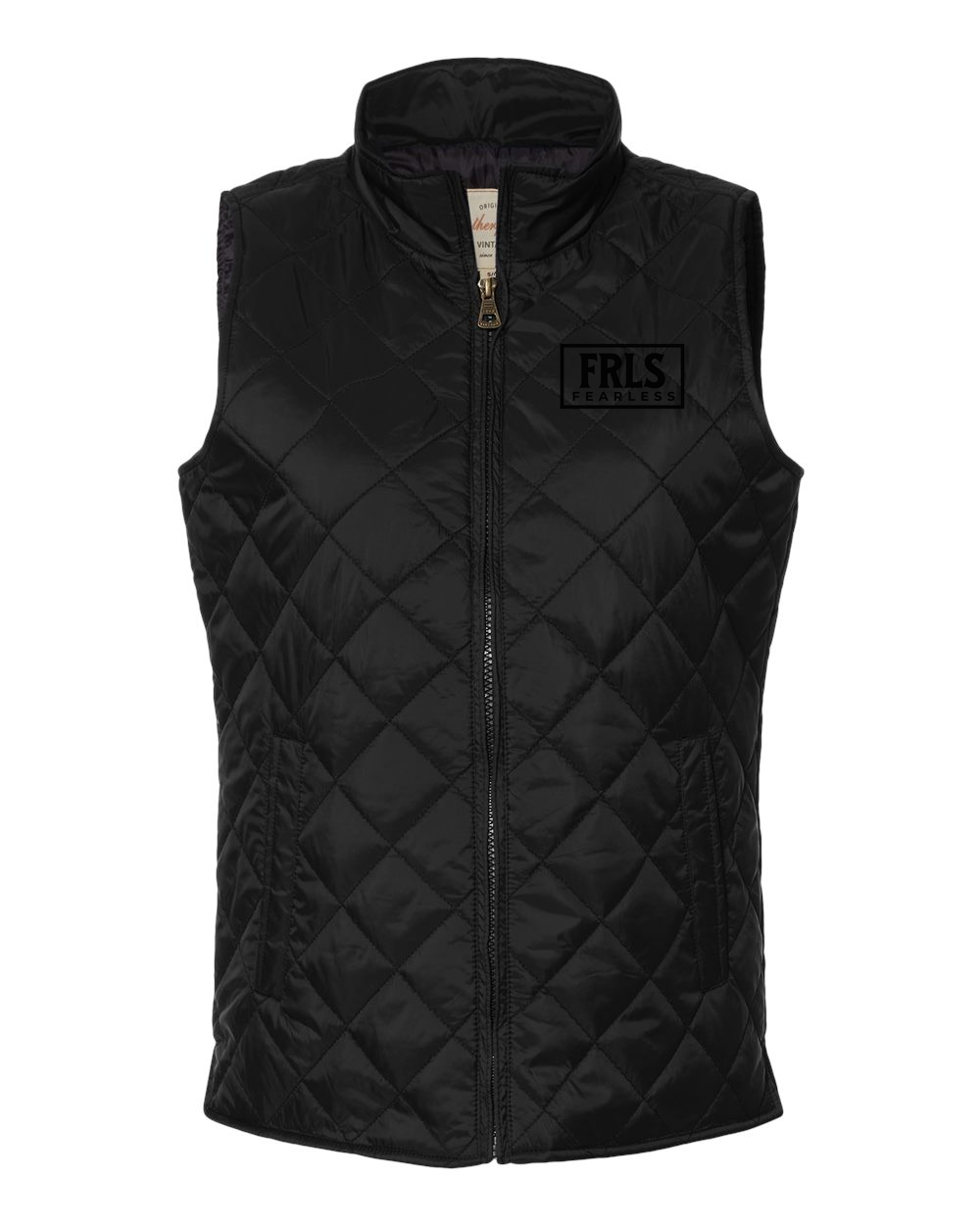 Black Fearless Logo Women's Puffer Vest (Embroidered Logo) Black (W207359F)