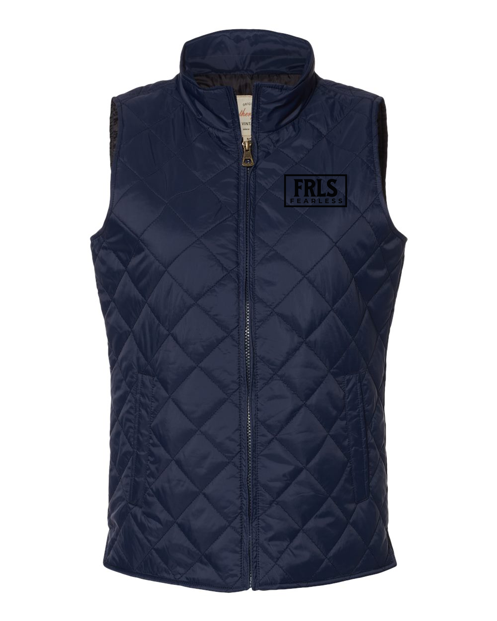 Black Fearless Logo Women's Puffer Vest (Embroidered Logo) Navy (W207359F)