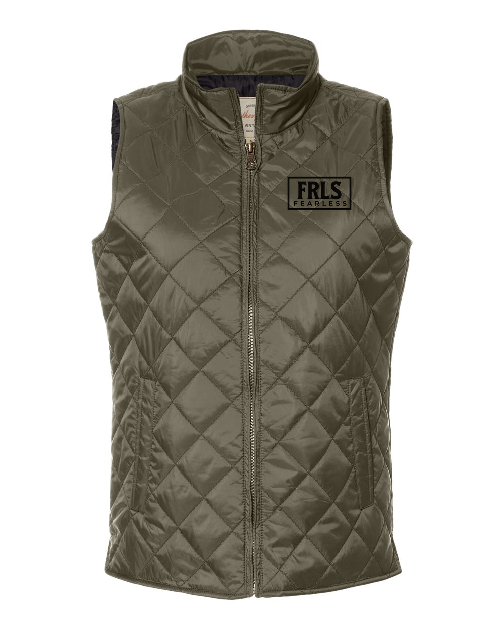 Black Fearless Logo Women's Puffer Vest (Embroidered Logo) Rosin (W207359F)