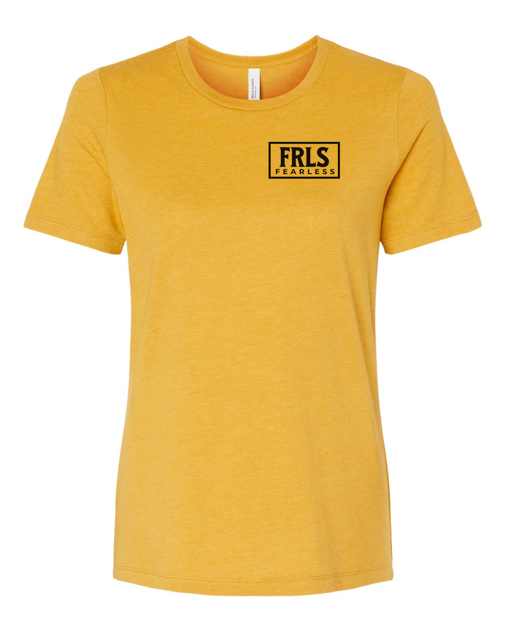 Black Fearless Logo Women's T-Shirt Heather Mustard (BC6400CVCFP)