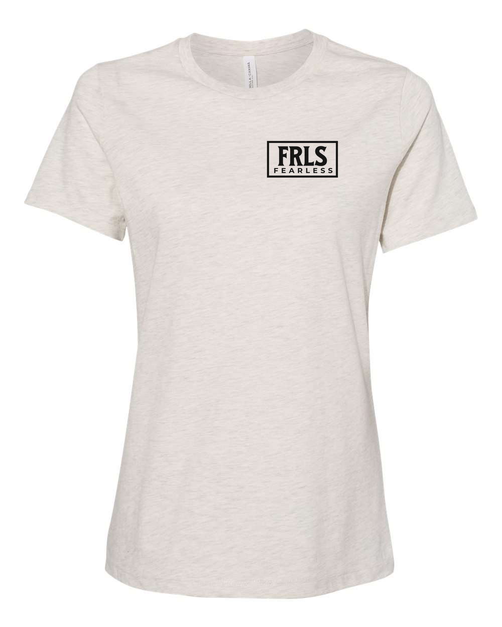 Black Fearless Logo Women's T-Shirt Heather Prism Natural (BC6400CVCFP)