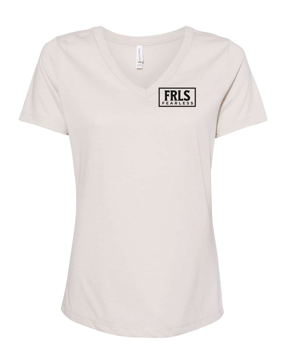 Black Fearless Logo Women's V-Neck Heather Dust (BC6405CVCFP)