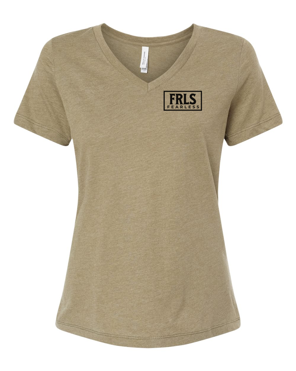 Black Fearless Logo Women's V-Neck Heather Olive (BC6405CVCFP)