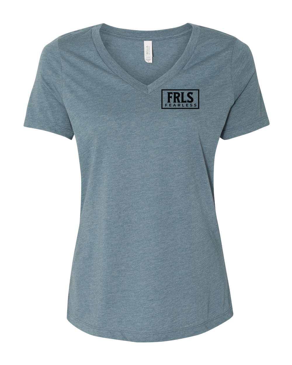 Black Fearless Logo Women's V-Neck Heather Slate (BC6405CVCFP)