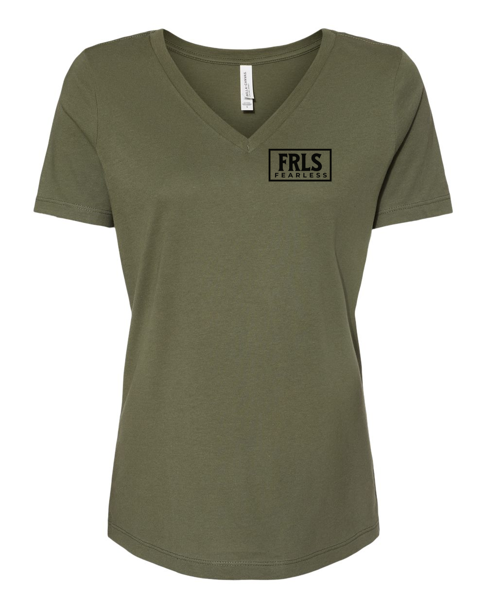 Black Fearless Logo Women's V-Neck Military Green (BC6405FP)