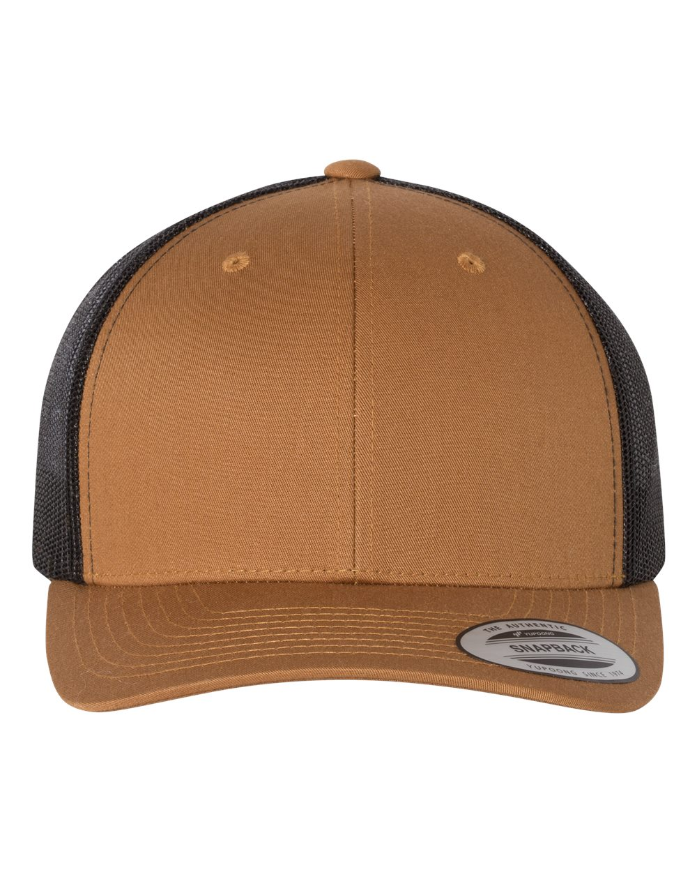 Blank Product YP Classics - Retro Trucker Cap - 6606 Blank Caramel Front with Black Sides