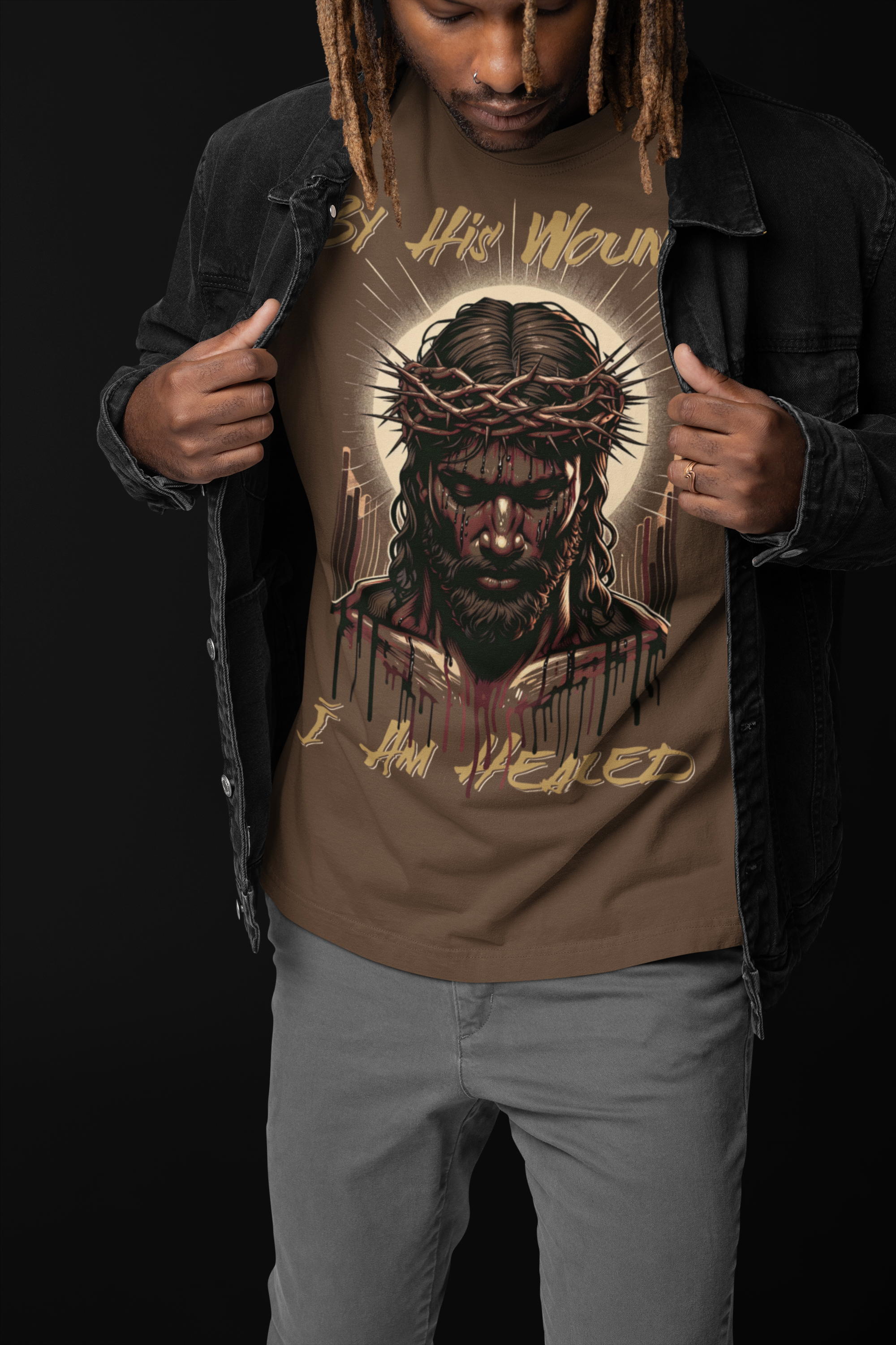 By His Wounds (Color Blockout) T-Shirt - Shirtify