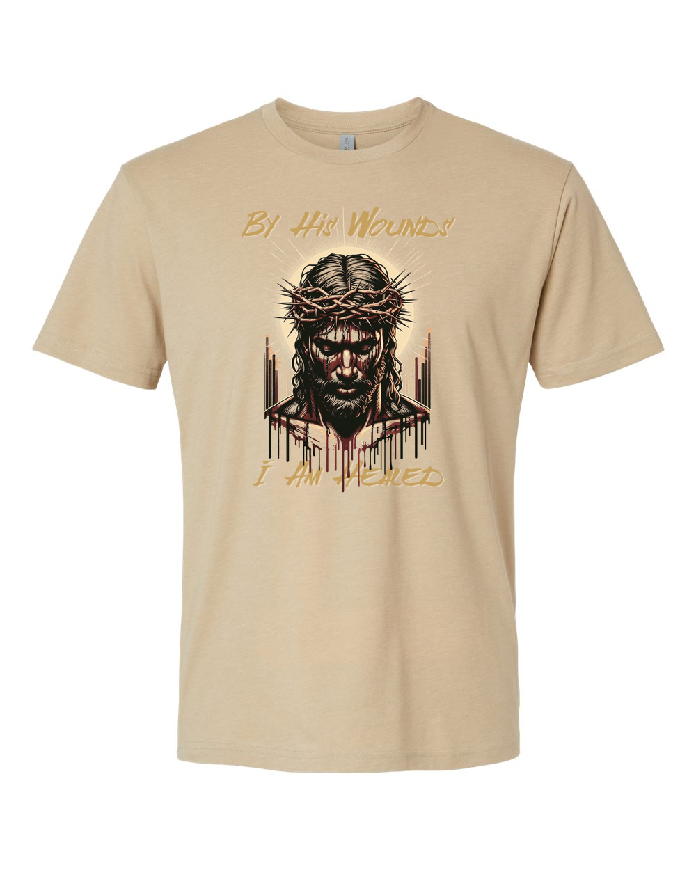 By His Wounds Men's T-Shirt Heather Tan (NL6210)