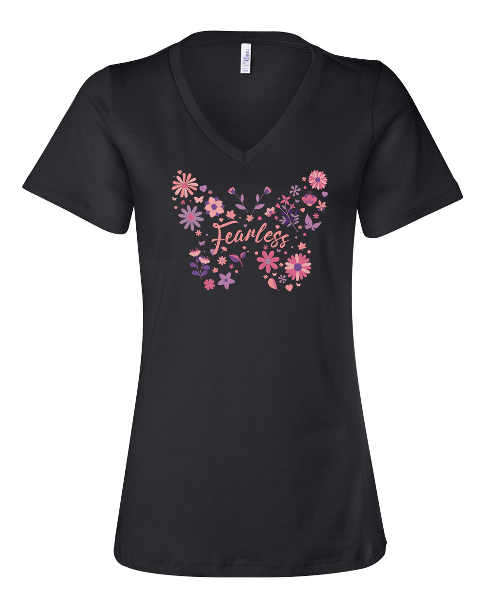 Fearless Butterfly Women's V-Neck Black (BC6405F)