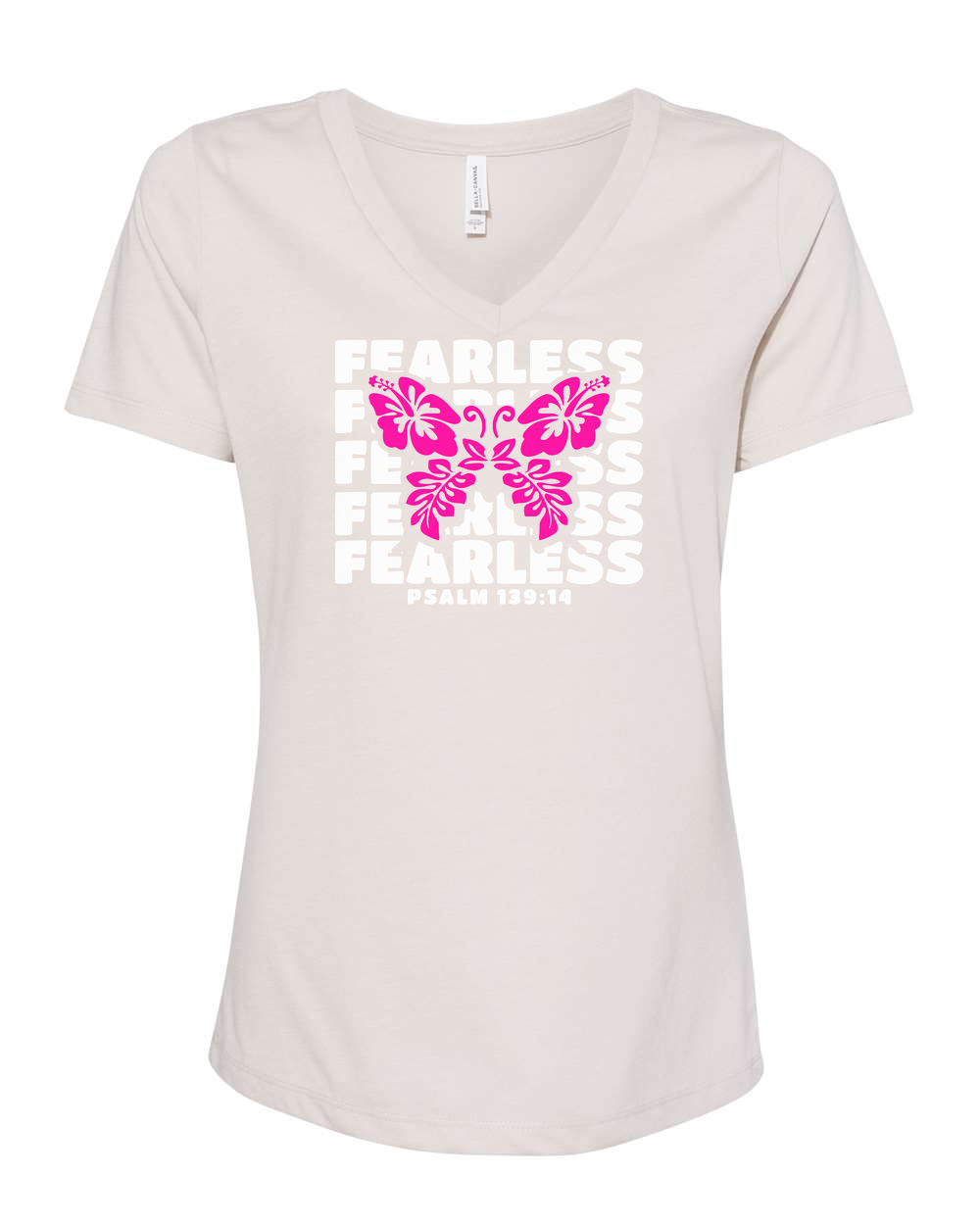 Fearless Butterfly (Psalm 139:14) Women's V-Neck - Shirtify