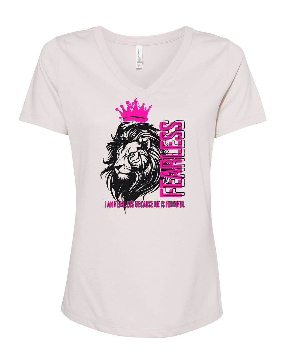 Fearless Crowned Lion Women's V-Neck Heather Dust (BC6405CVCF)
