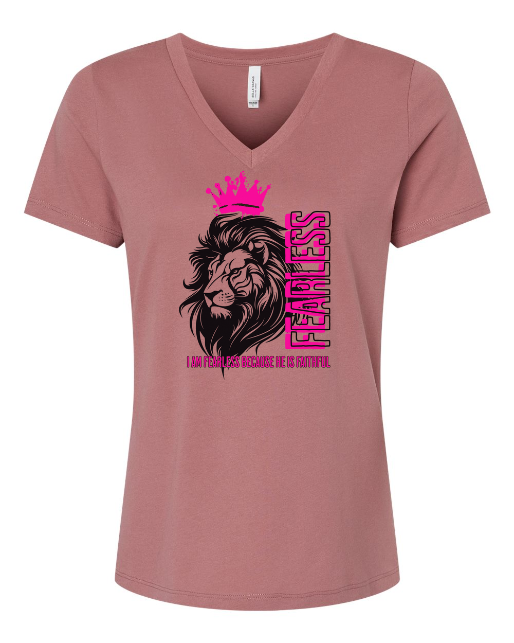 Fearless Crowned Lion Women's V-Neck Mauve (BC6405F)