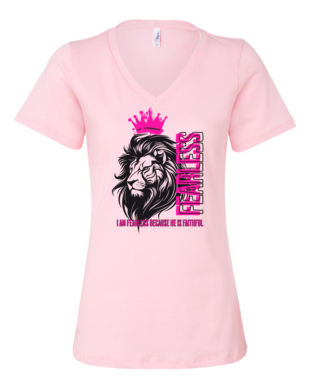Fearless Crowned Lion Women's V-Neck Pink (BC6405F)