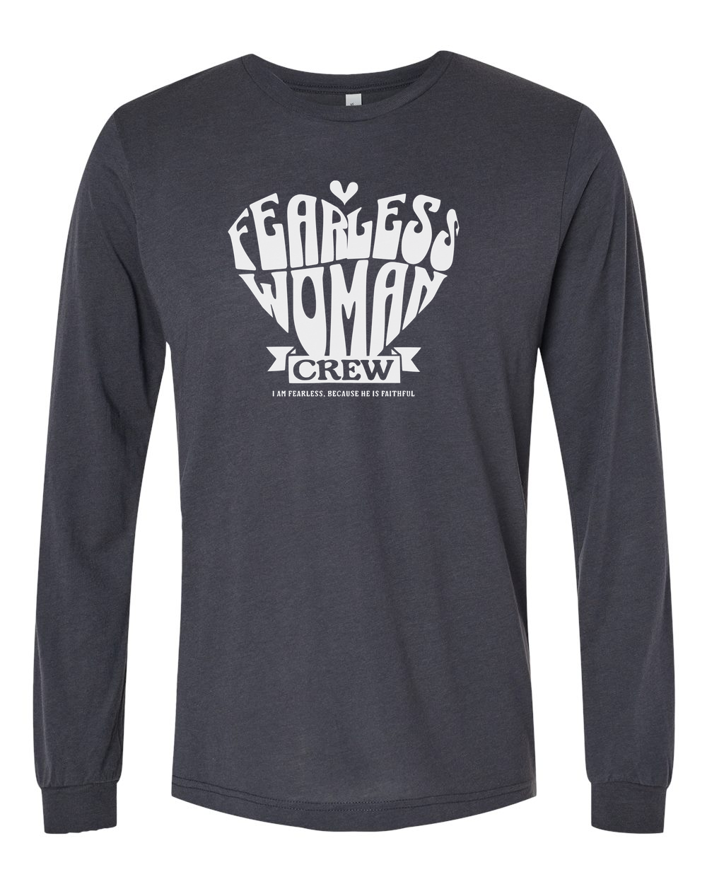 Fearless Woman Crew Long Sleeve T-Shirt Solid Dark Grey (BC3513F)