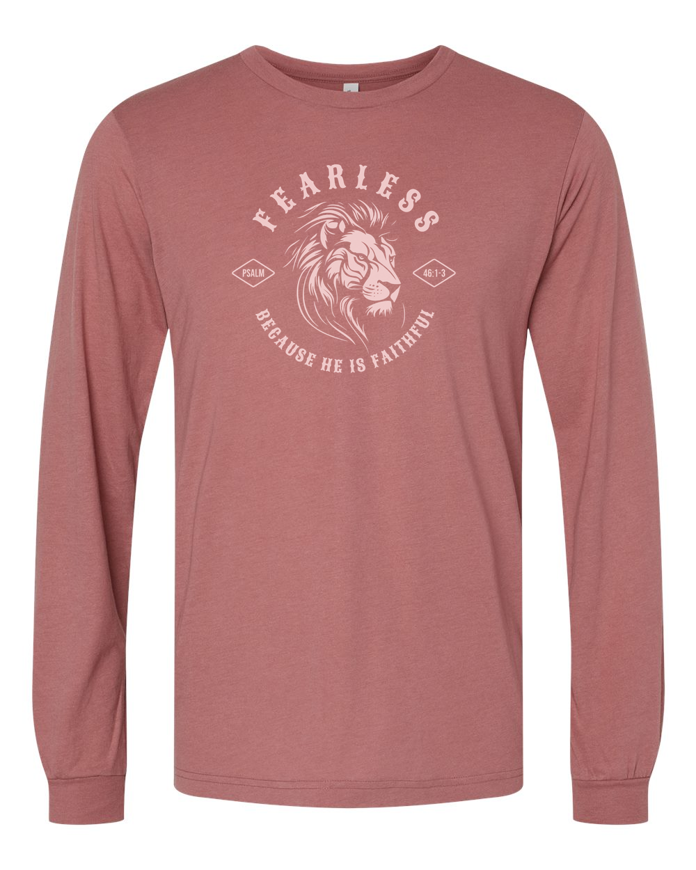Fearless "Because He Is Faithful" Long Sleeve T-Shirt Mauve (BC3513F)