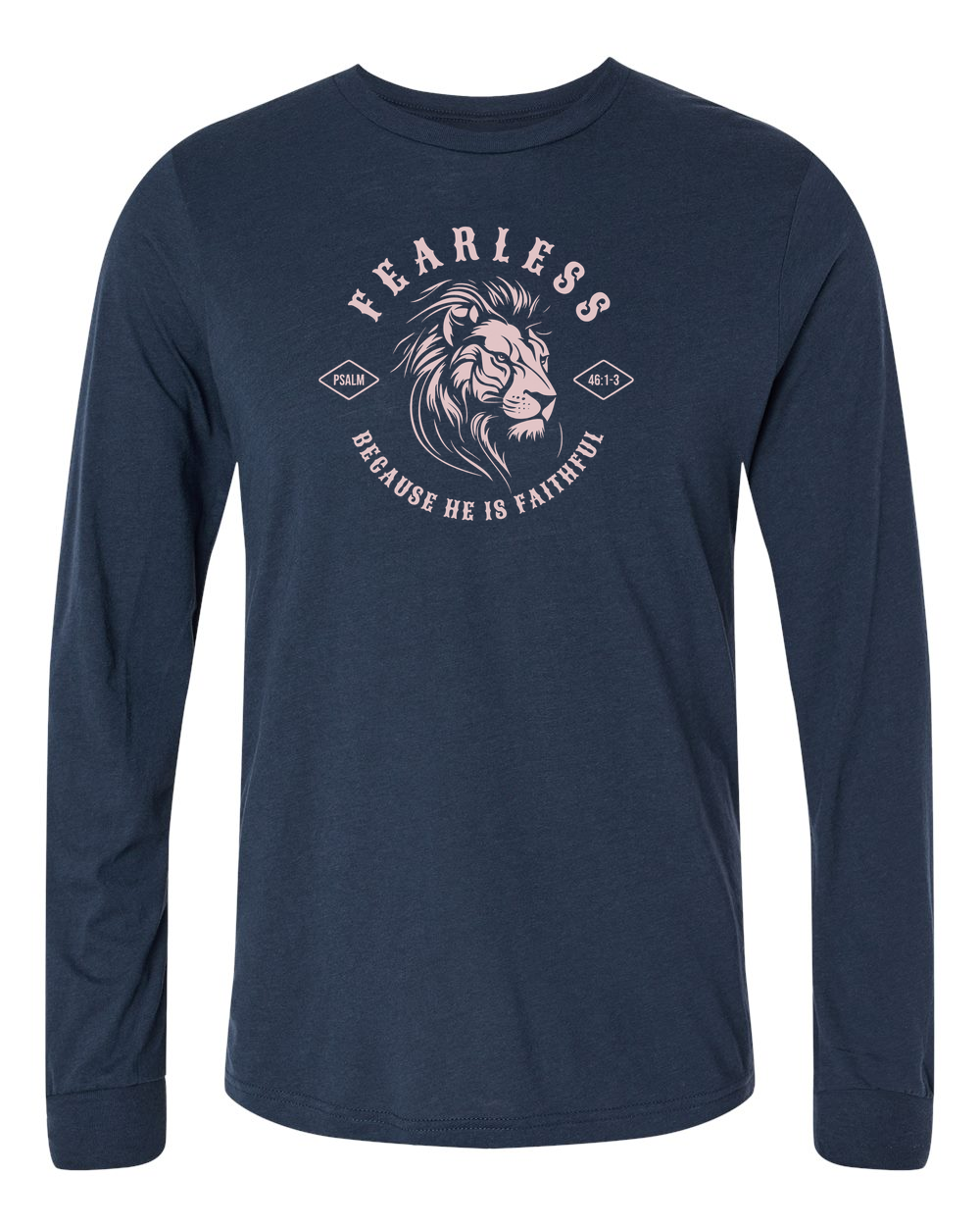 Fearless "Because He Is Faithful" Long Sleeve T-Shirt Solid Navy (BC3513F)