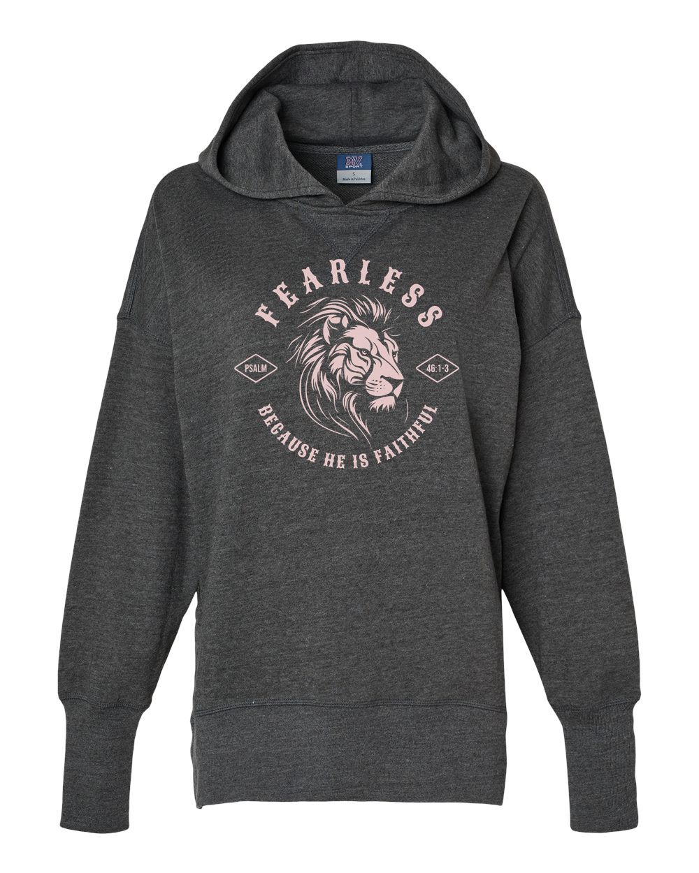 Fearless "Because He Is Faithful" Women's Hoodie Charcoal (MVSW23720F)