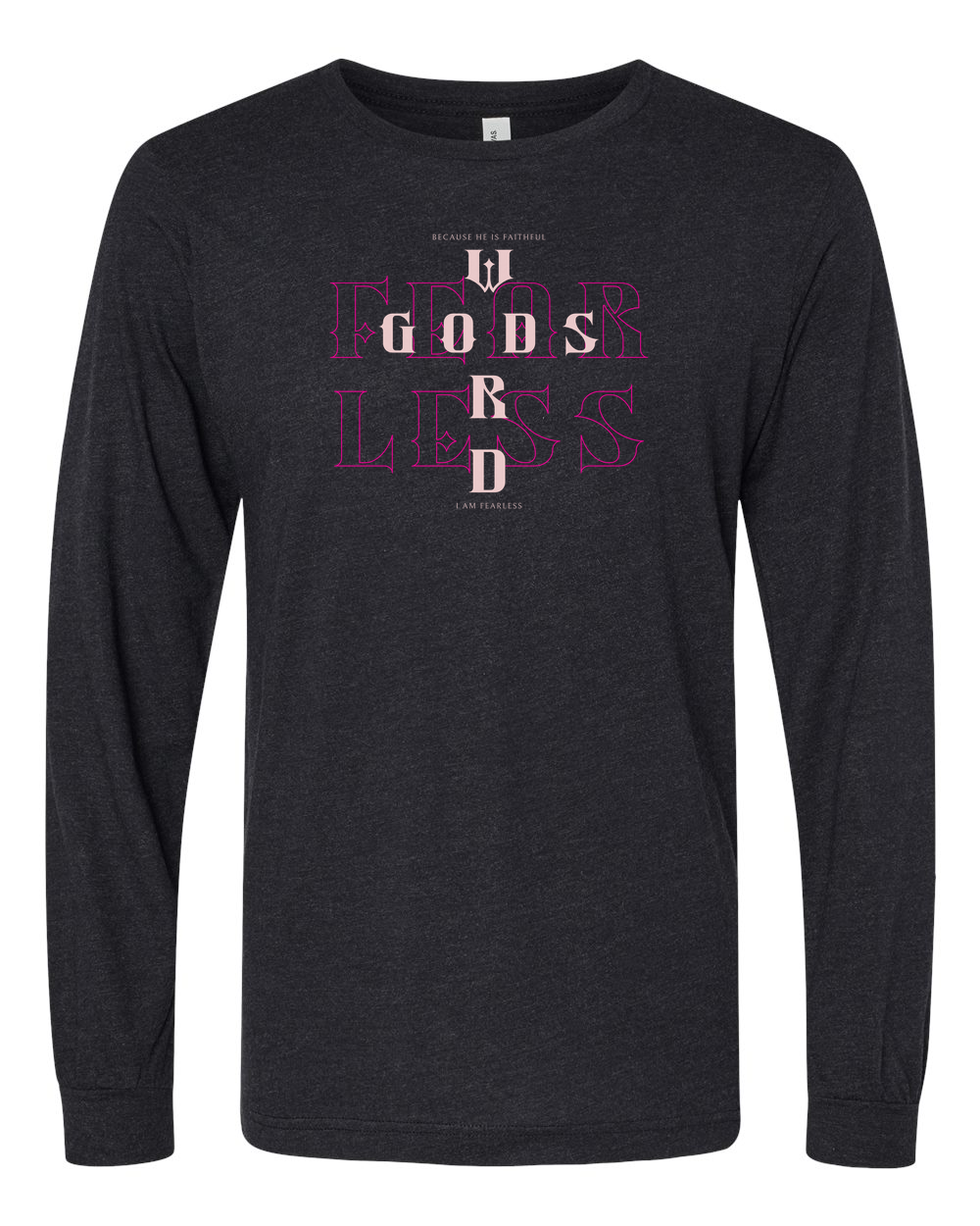 Fearless (God's Word) Long Sleeve T-Shirt Black Heather (BC3513F)