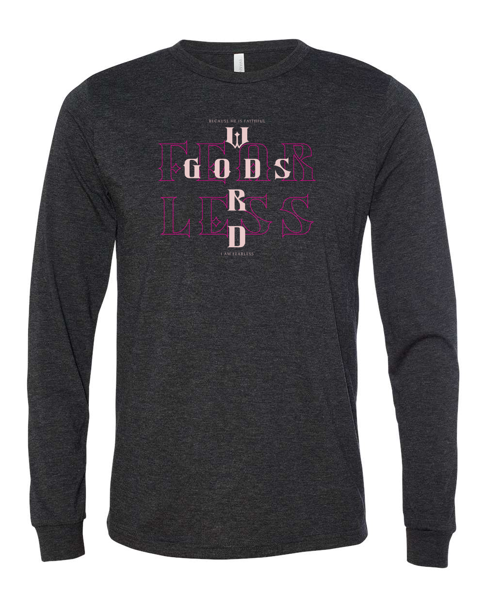 Fearless (God's Word) Long Sleeve T-Shirt Charcoal Black (BC3513F)