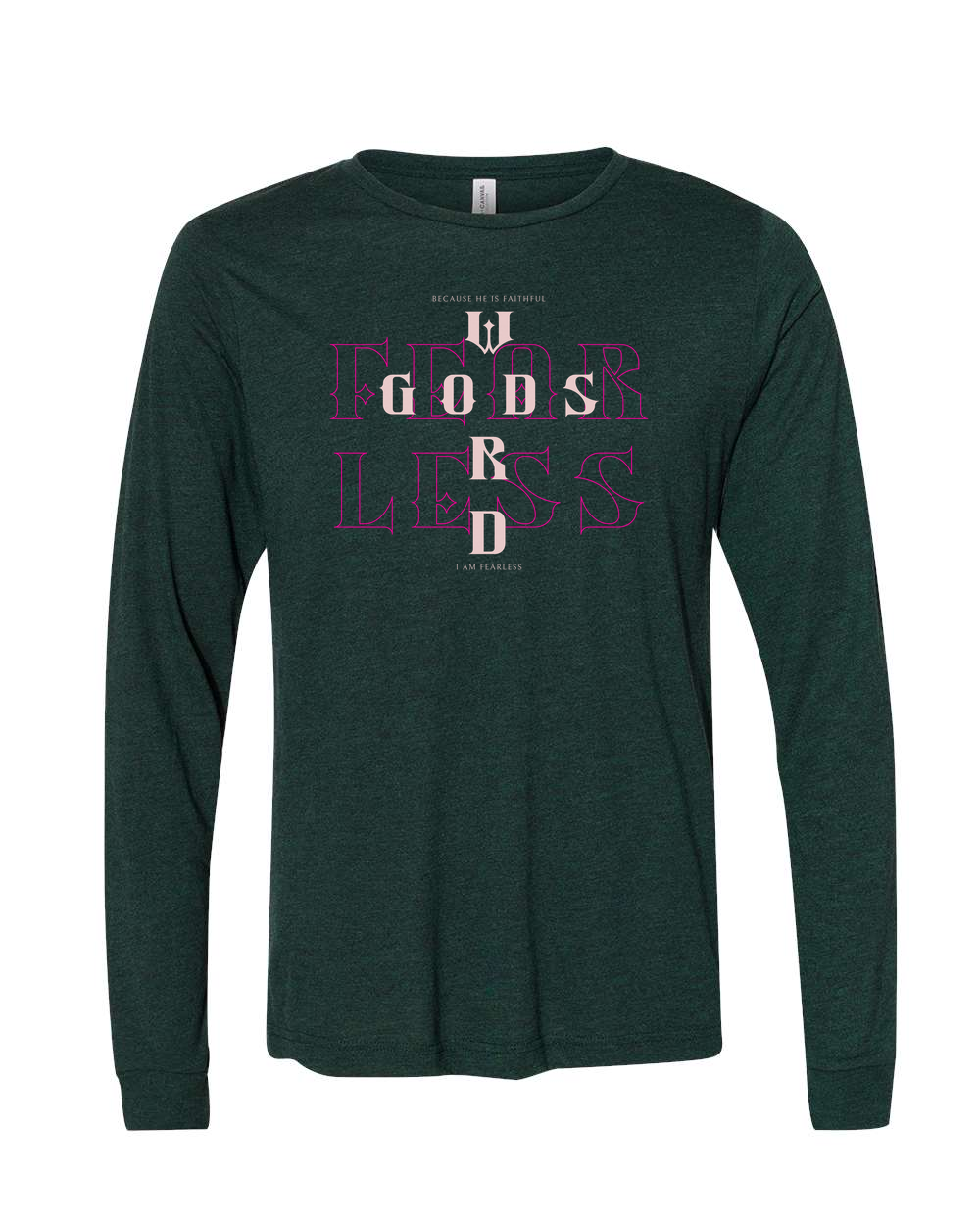 Fearless (God's Word) Long Sleeve T-Shirt Emerald (BC3513F)