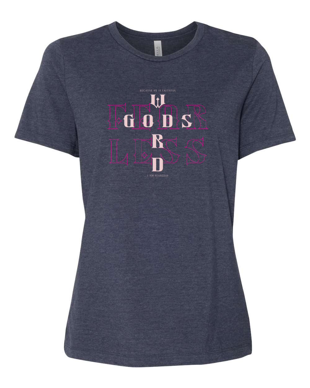 Fearless (God's Word) Women's T-Shirt Heather Navy (BC6400CVCF)
