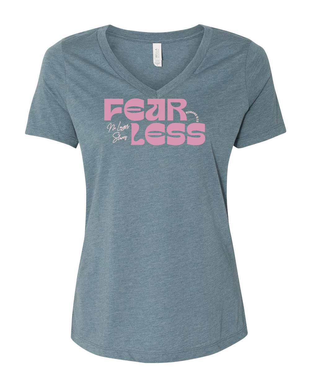 Fearless "No Longer Slaves" Women's V-Neck Heather Slate (BC6405CVCF)