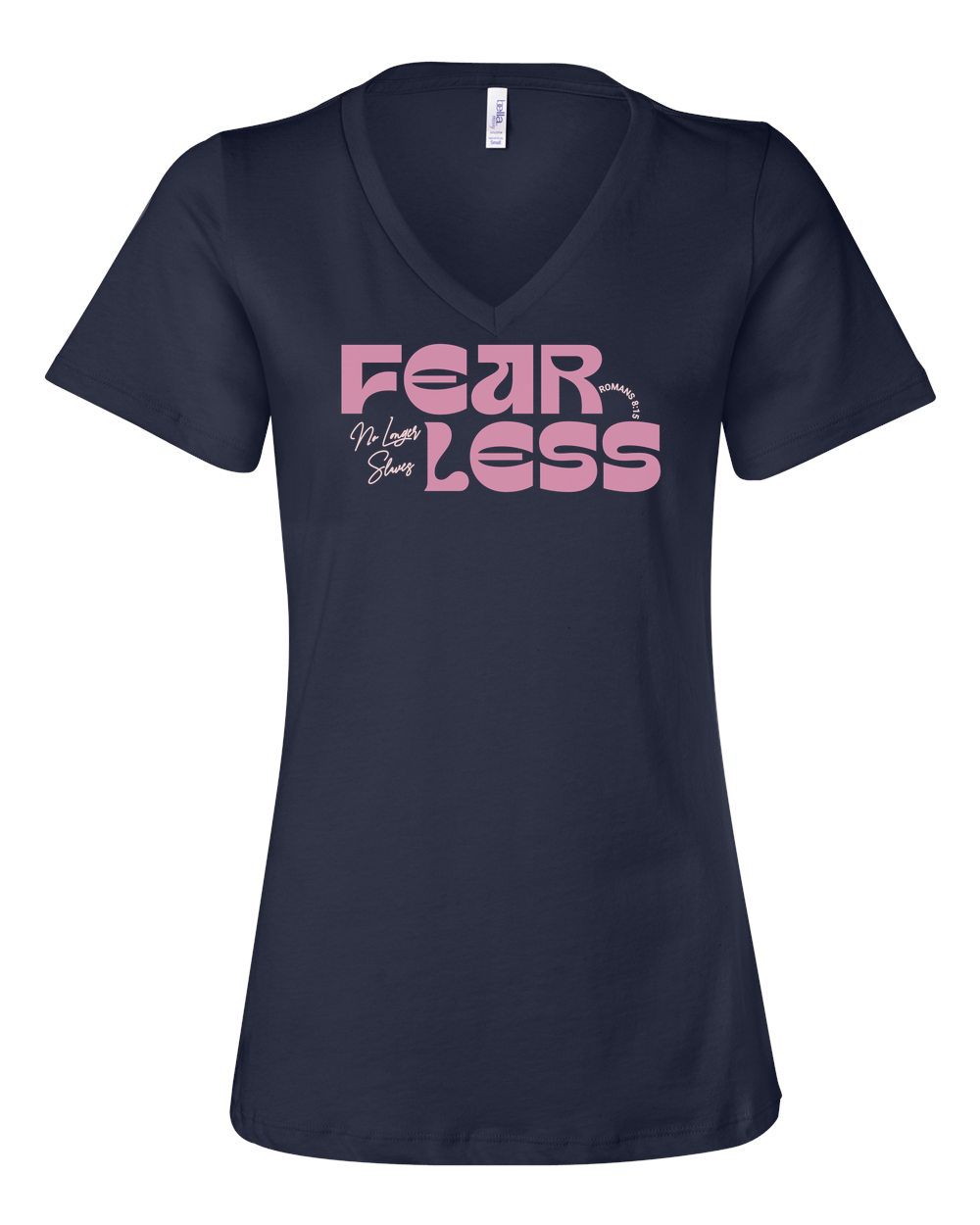 Fearless "No Longer Slaves" Women's V-Neck Navy (BC6405F)
