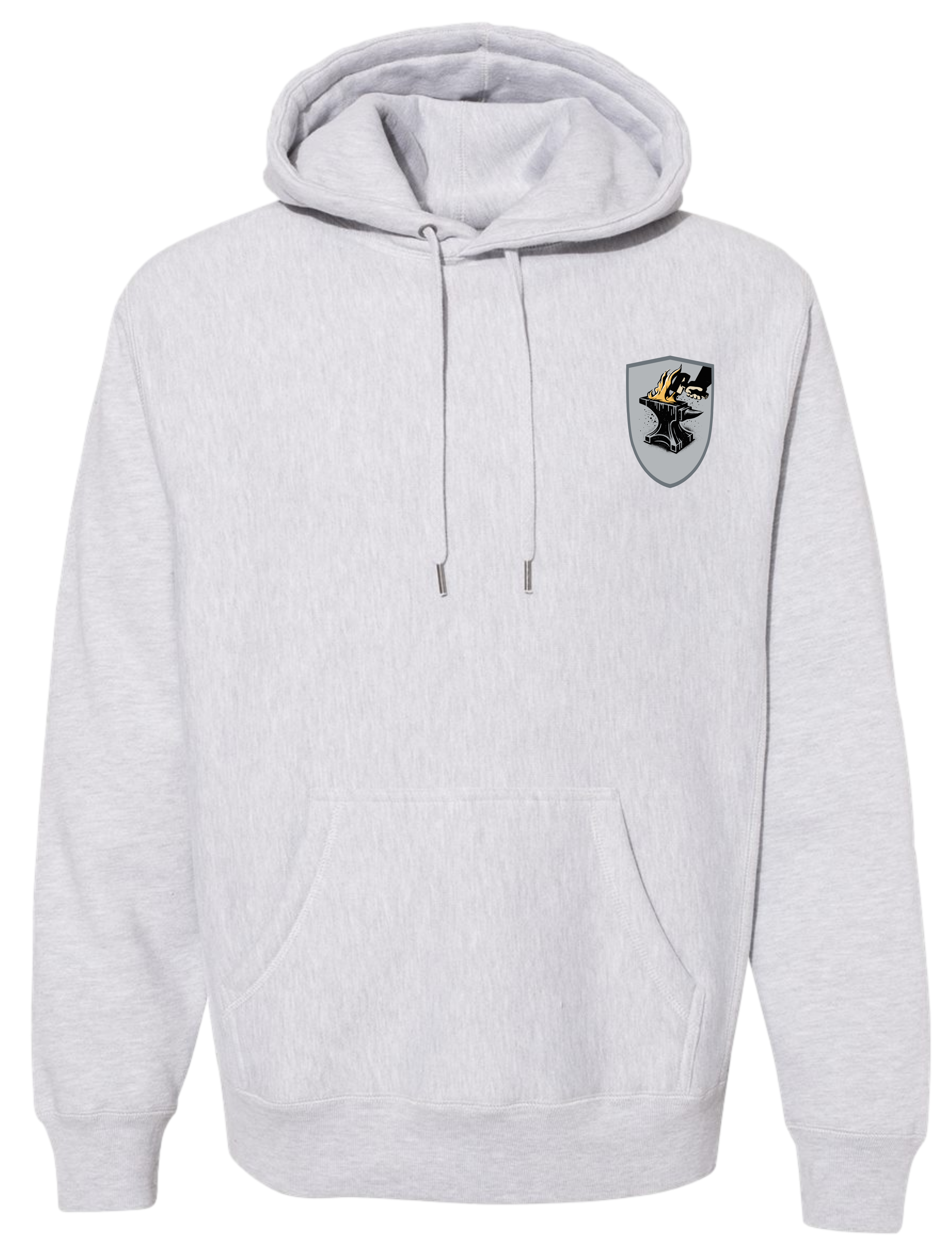 Forged Iron Sharpens Iron (Black) Heavyweight Hoodie, back print