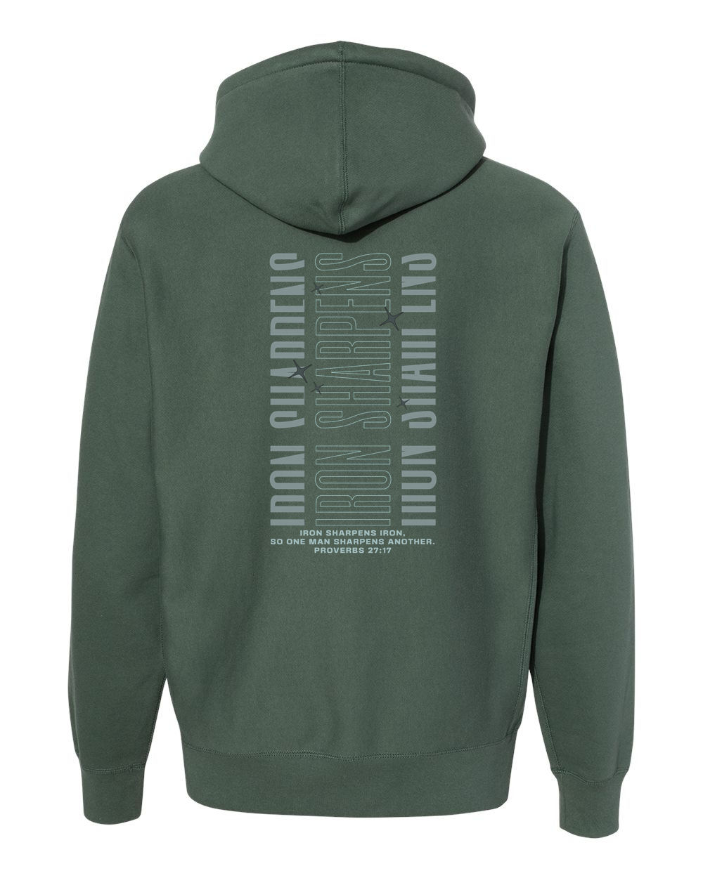 Forged Iron Sharpens Iron (Vertical) Heavyweight Hoodie, Alpine Green