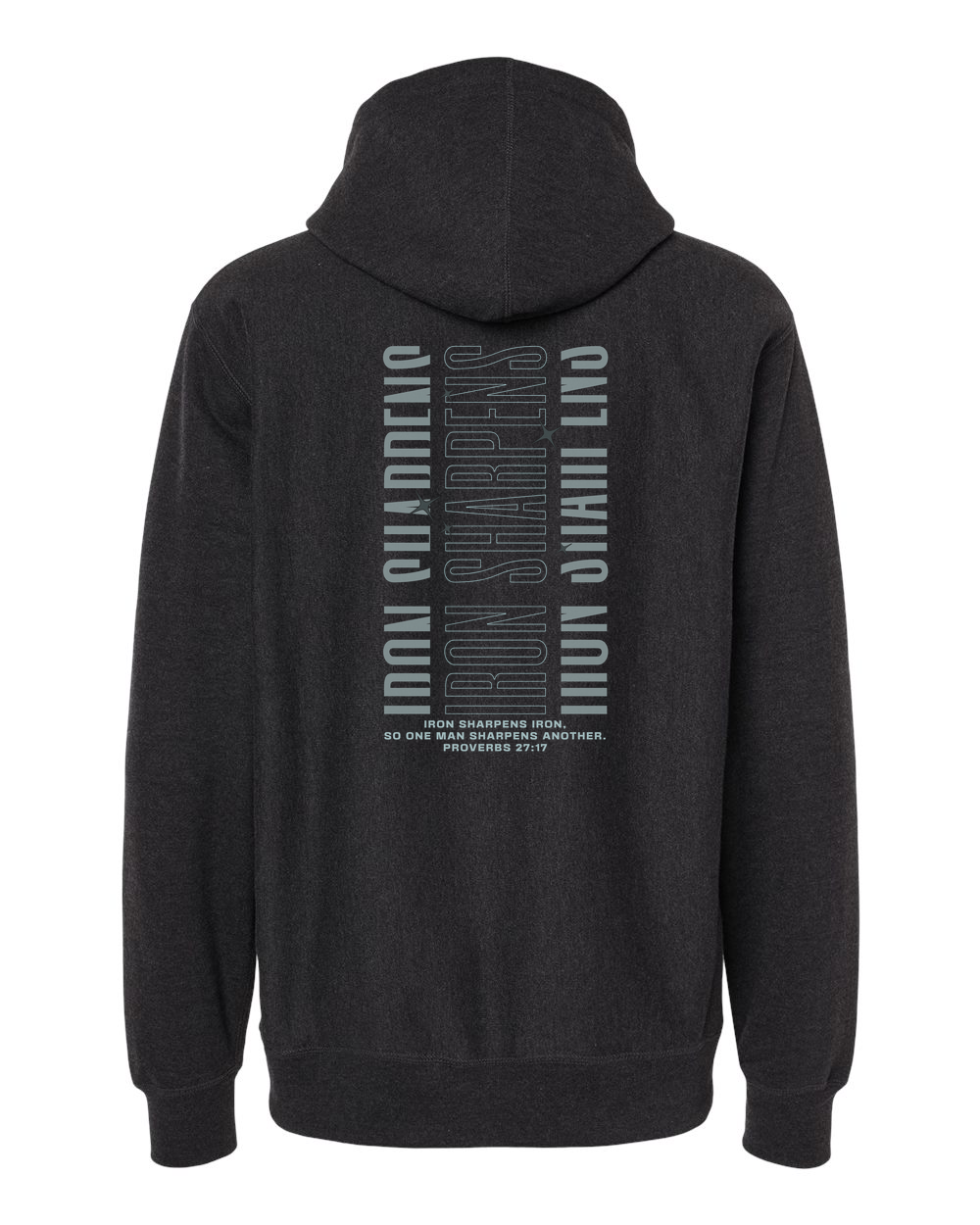 Forged Iron Sharpens Iron (Vertical) Heavyweight Hoodie, Charcoal Heather