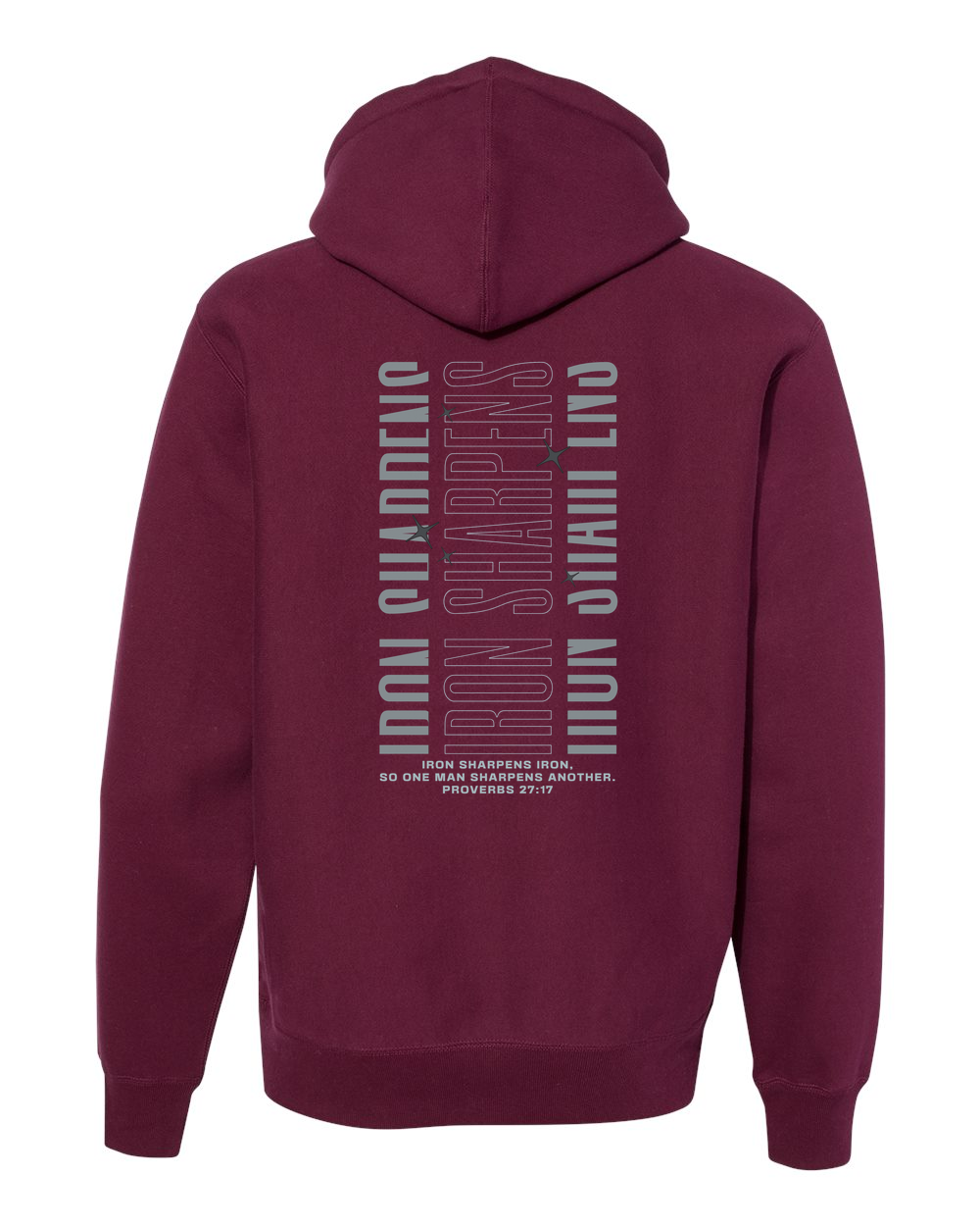 Forged Iron Sharpens Iron (Vertical) Heavyweight Hoodie, Maroon