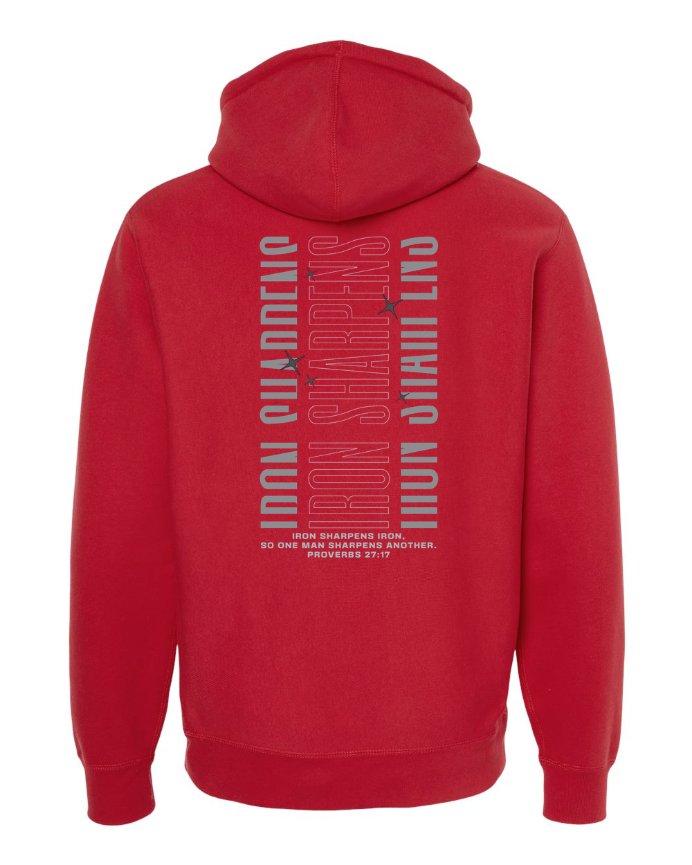 Forged Iron Sharpens Iron (Vertical) Heavyweight Hoodie, Red