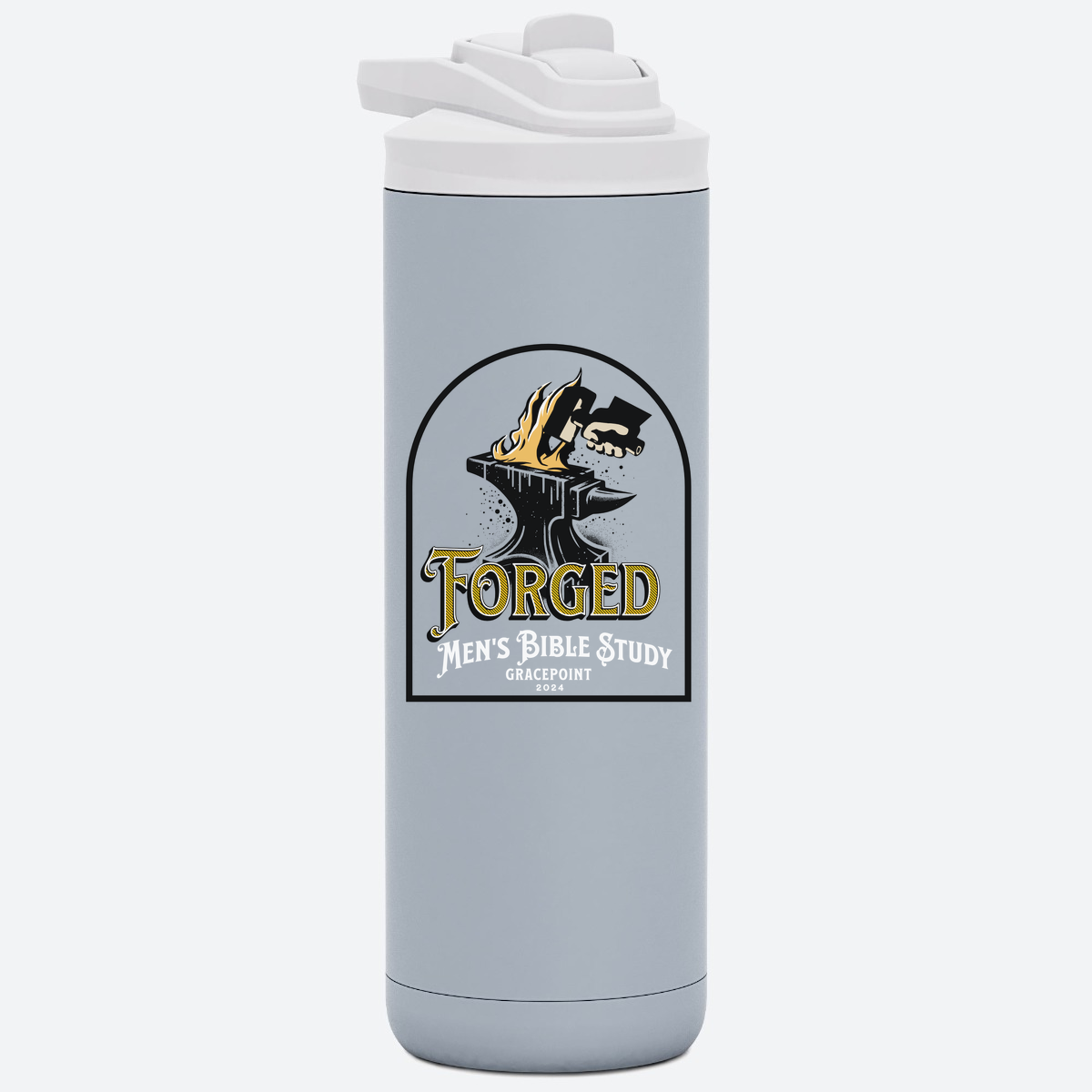 Forged Logo (Black) 20 OZ. Skinny Stainless Steele Bottle Silver Lake Sport (SAC20SB)