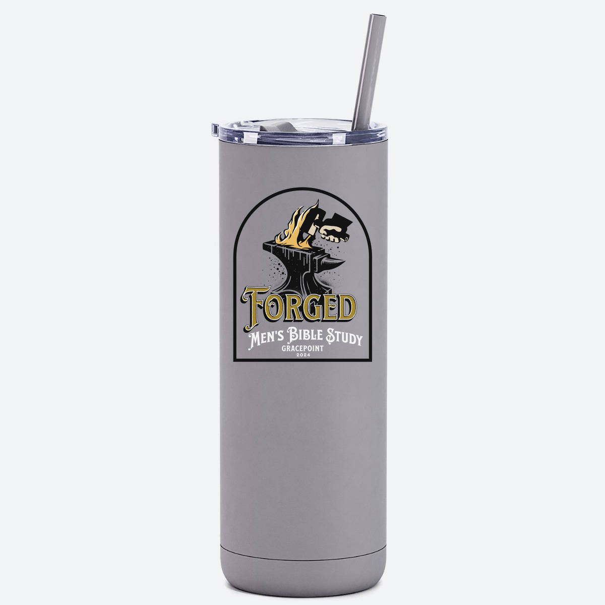 Forged Logo (Black) 20 OZ. Skinny Stainless Steele Bottle Volcanic Glass (SAC20)