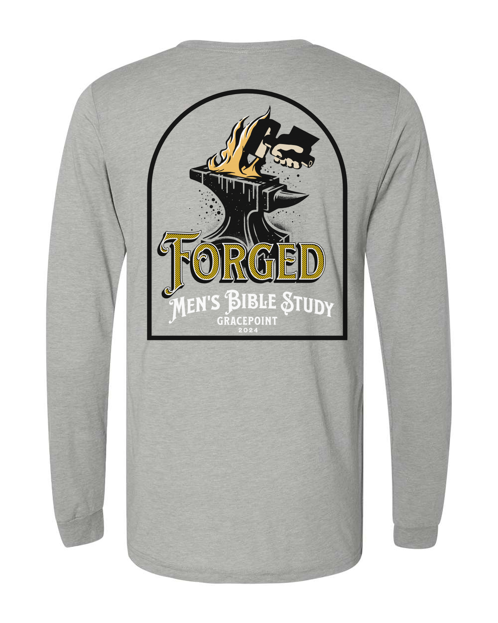 Forged Logo (Black) Long Sleeve T-Shirt Athletic Grey (BC3513B)