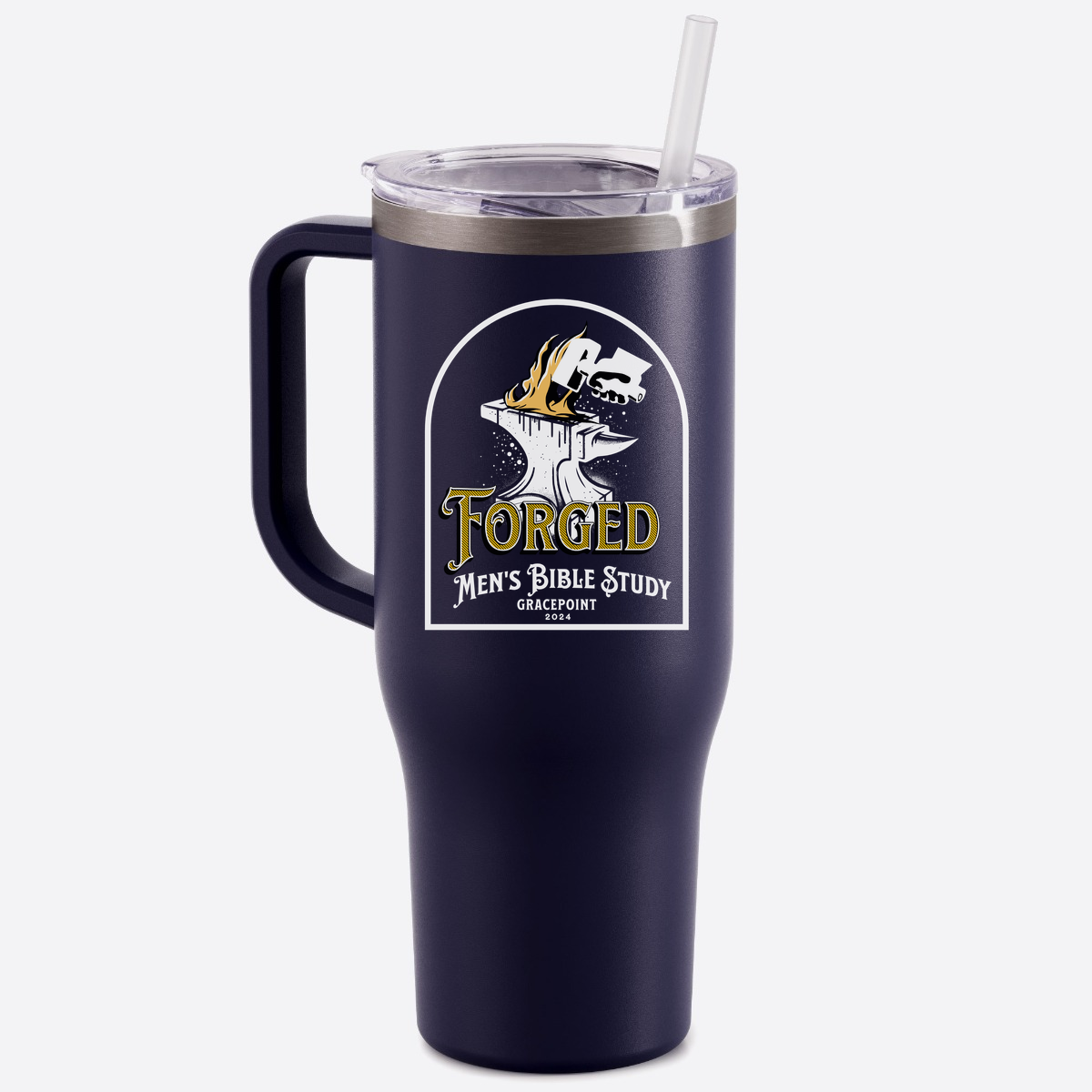 Forged Logo (White) 40 Oz. Tumbler with Handle Matte Midnight