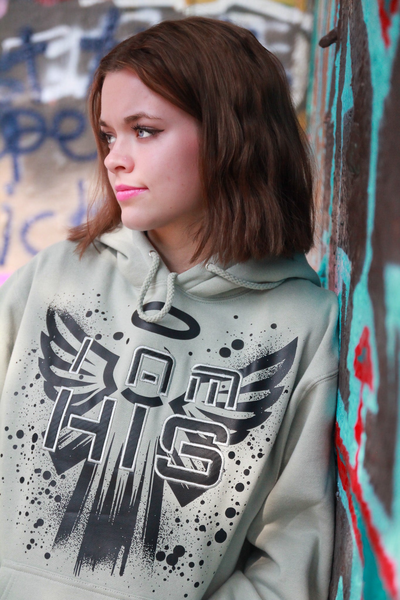 I am HIS Hoodie - Embroidered - Sage Green (TriSeven)