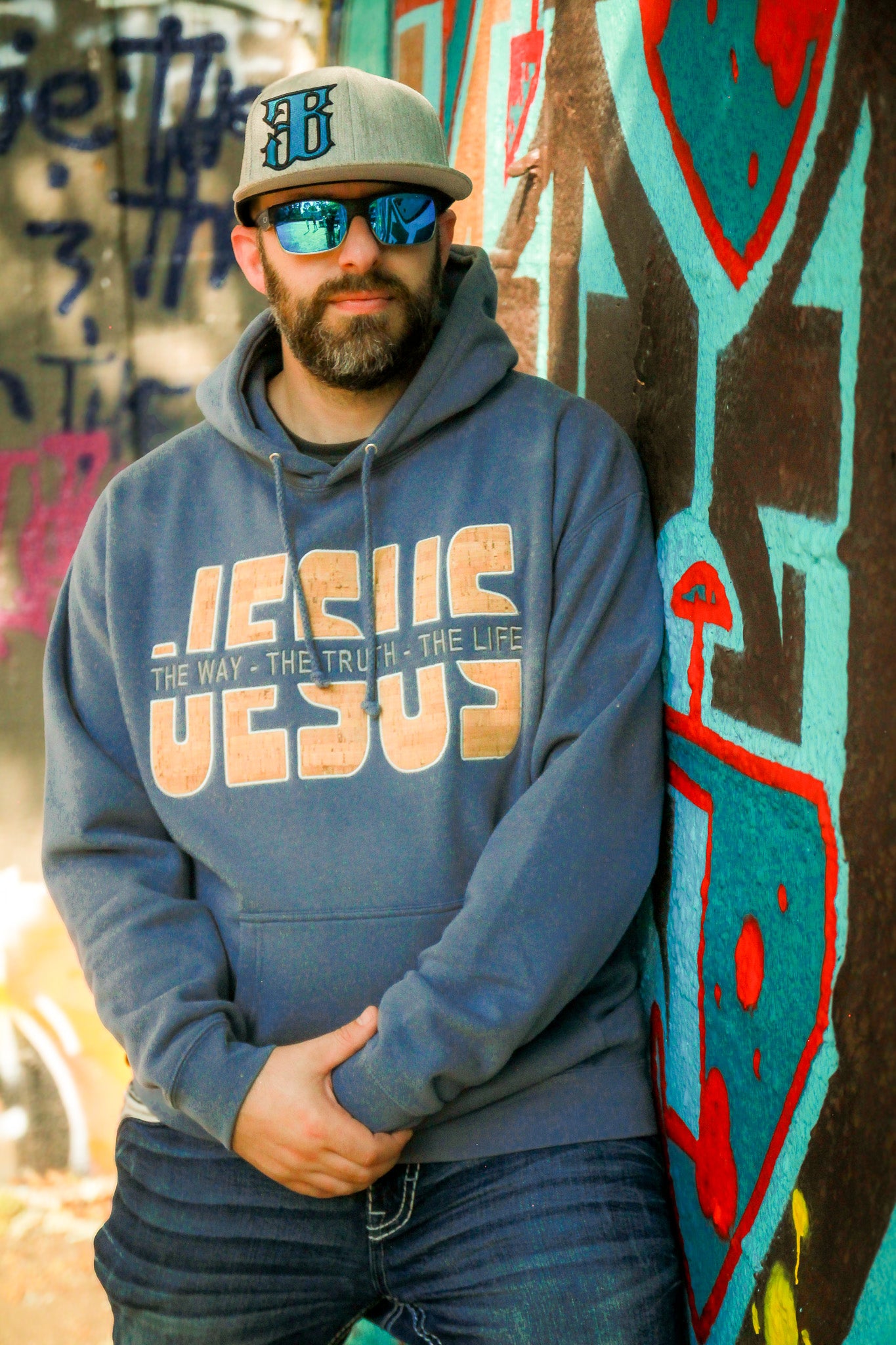 The Way The Truth The Life - Jesus - Hoodie Embroidered with Cork details (TriSeven)